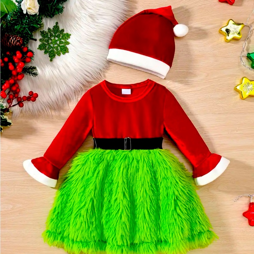 Precious baby girl Christmas dress. Perfect for holiday pictures!